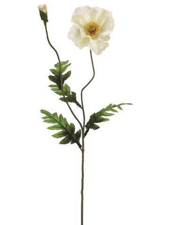 Poppy Artificial Flower In Cream (Pack Of 3) SLK-GTP103-CR By Afloral