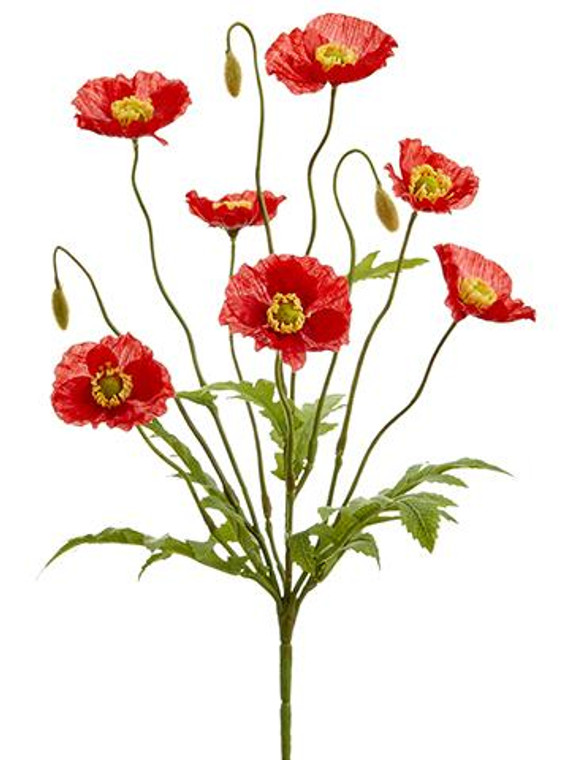 Red Artificial Poppy Bush (Pack Of 3) SLK-FBP279-RE By Afloral
