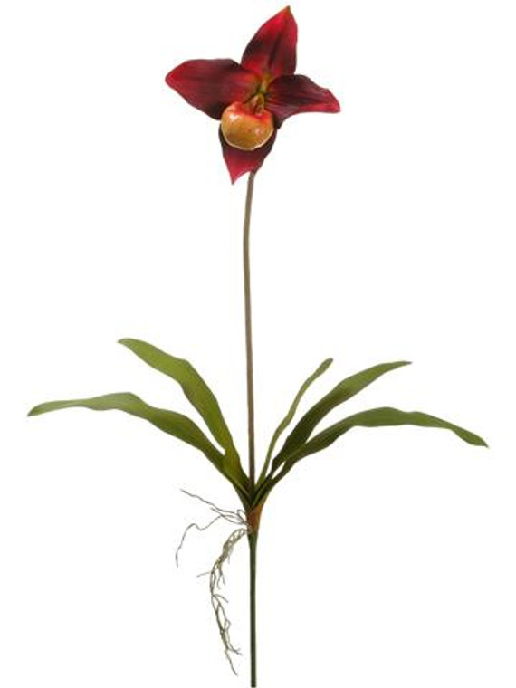 Burgundy Artificial Lady'S Slipper Orchid Plant - 23" Tall SLK-HSO736-FU By Afloral