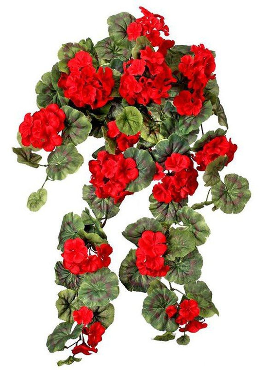 Artificial Flowers Hanging Geranium Plant In Red - 32" Long REG-MTF22056-RED By Afloral
