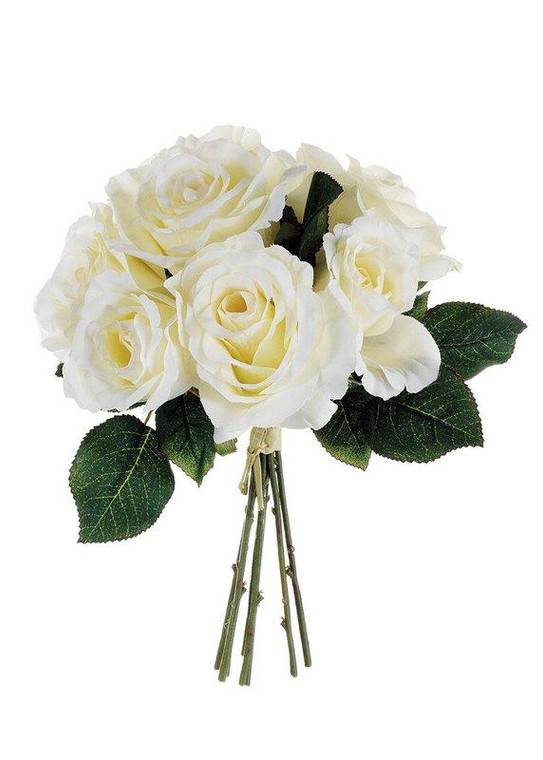 Artificial Roses Bouquet In Cream SLK-FBQ100-CR By Afloral