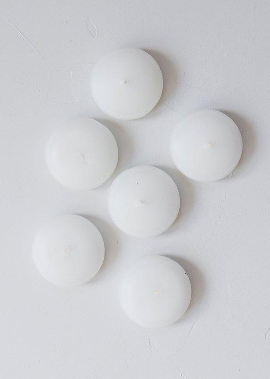 6 Per Pack White Floating Candles - 3" Wide WDP-FCW3 By Afloral