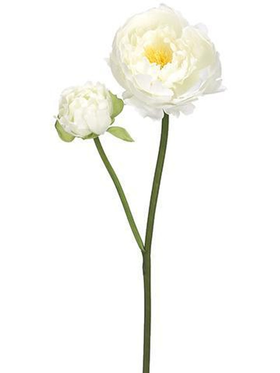 Peony Artificial Flowers In White - 19" Tall (Pack Of 2) SLK-FSP194-WH By Afloral