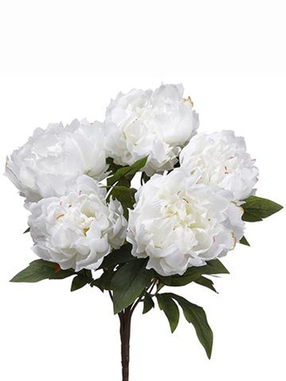 Silk Peony Flower Bush In White SLK-FBP015-WH By Afloral