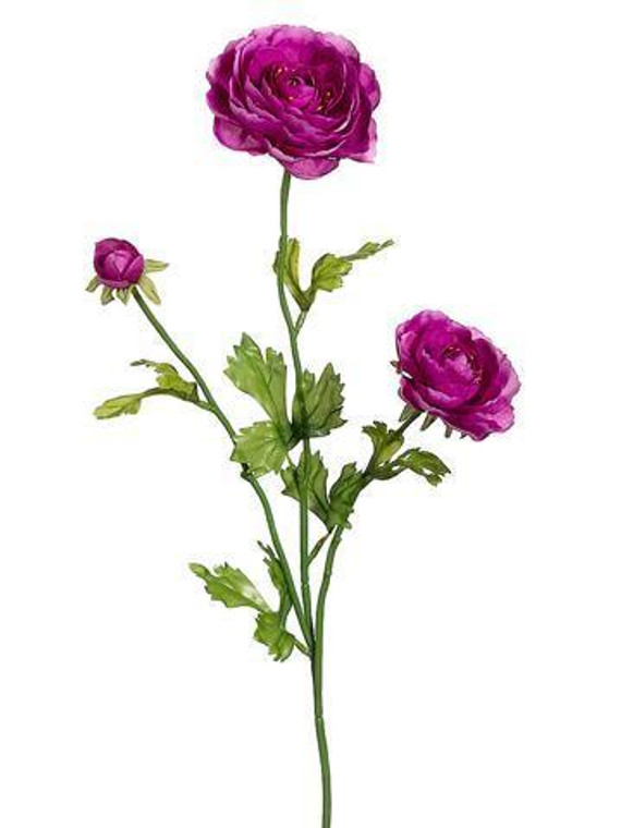 Faux Florals Ranunculus In Violet Purple (Pack Of 2) SLK-FSR502-VI By Afloral