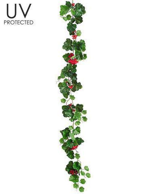 Uv Protected Outdoor Red Silk Geranium Garland - 5' SLK-FGG304-RE By Afloral
