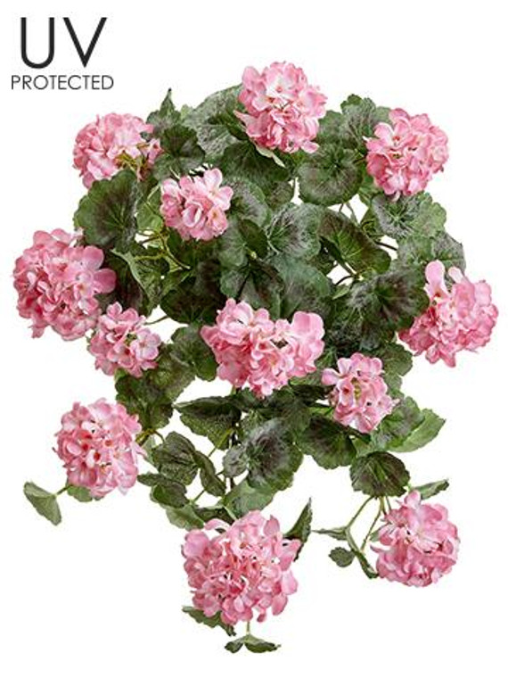 Artificial Outdoor Geranium Bush In Pink SLK-FBG326-PK By Afloral
