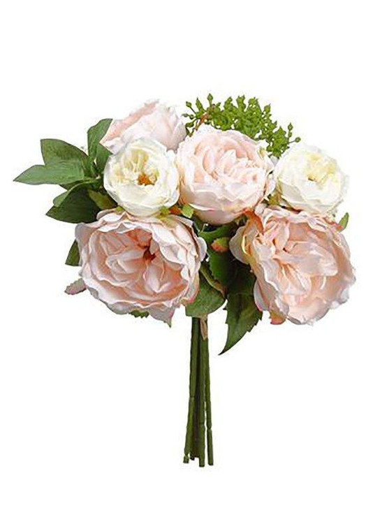 Pink And White Artificial Flower Bouquet Of Peonies SLK-FBQ263-PK/WH By Afloral