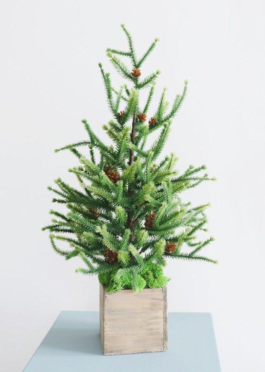 Fake Indoor/Outdoor Winter Pine Tree With Mini Cones - 18" Tall SLK-YSP225-GR By Afloral