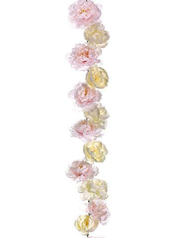 Silk Peony Flower Garland In Pink And White - 6' SLK-FGP006-WH/PK By Afloral