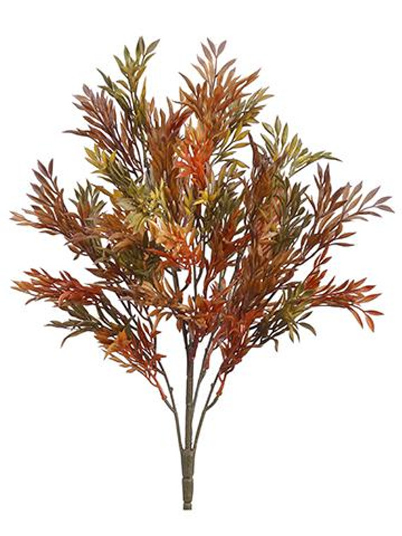Fake Leaf Bush Clustered Tea Leaves In Fall Colors - 18" Tall SLK-PBT011-BU/RU By Afloral