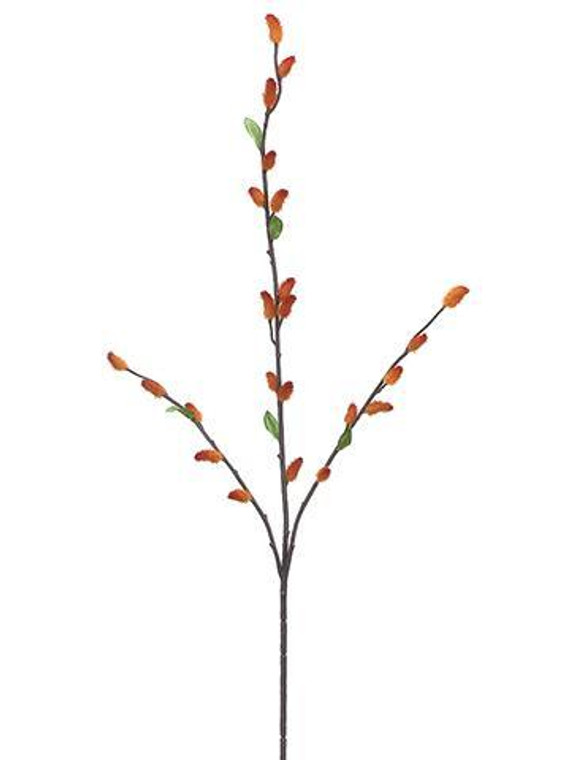 Autumn Orange Artificial Pussy Willow Branch - 35" Tall (Pack Of 6) SLK-PSP196-OR By Afloral