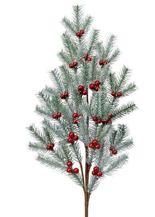 Frosted Artificial Winter Fir With Mini Red Berries - 33" Tall (Pack Of 2) REG-MTX59371-FRRG By Afloral
