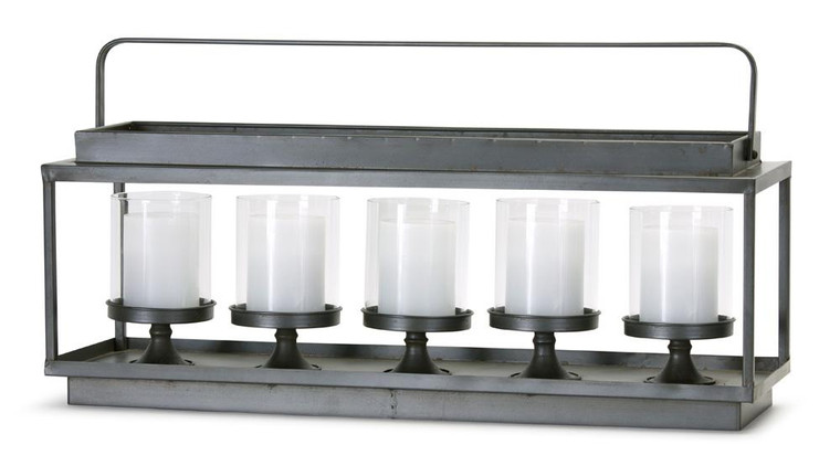 Candle Holder 37.25"Wx 10.5"H Iron/Glass 78062DS By Melrose