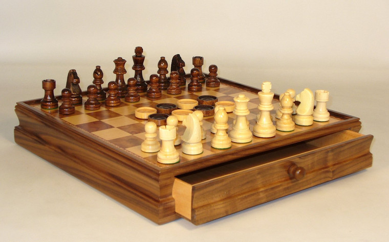Chess Set With Drawer & Checkers 40394-35 By WorldWise Imports