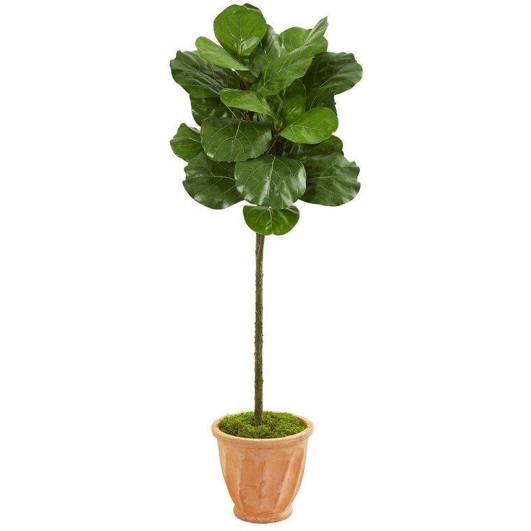 Nearly Natural 57" Fiddle Leaf Artificial Tree In Terra Cotta Planter 9217