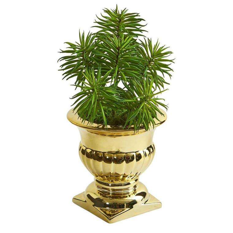 Nearly Natural Spiky Succulent Artificial Plant In Gold Urn 8701