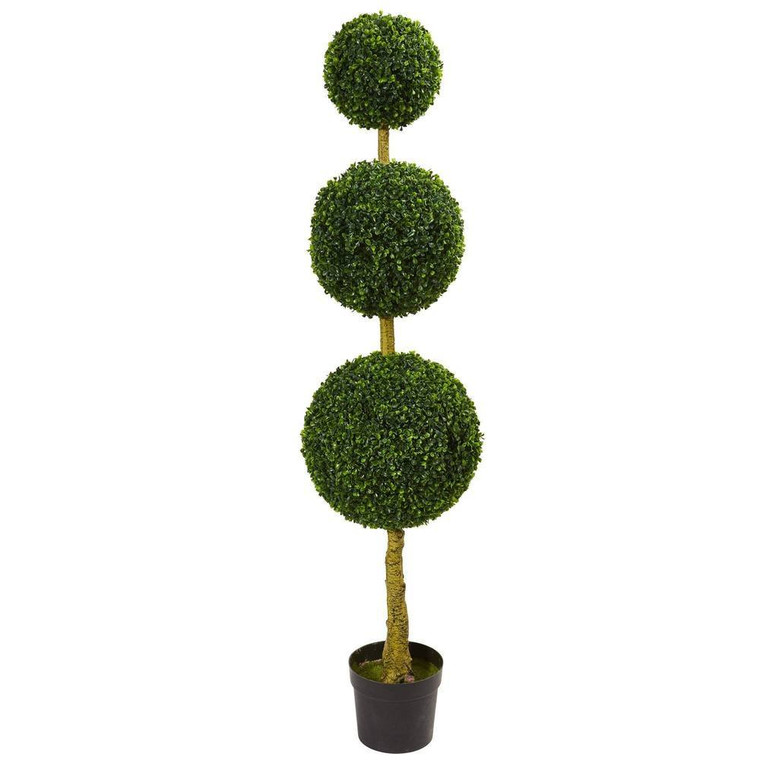 Nearly Natural 5.5' Triple Ball Boxwood Artificial Topiary Tree Uv Resistant (Indoor/Outdoor) 5518