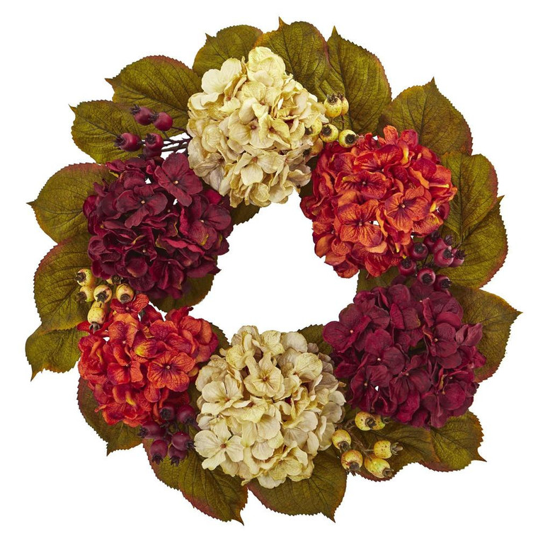 Nearly Natural 20" Hydrangea Berry Artificial Wreath 4273