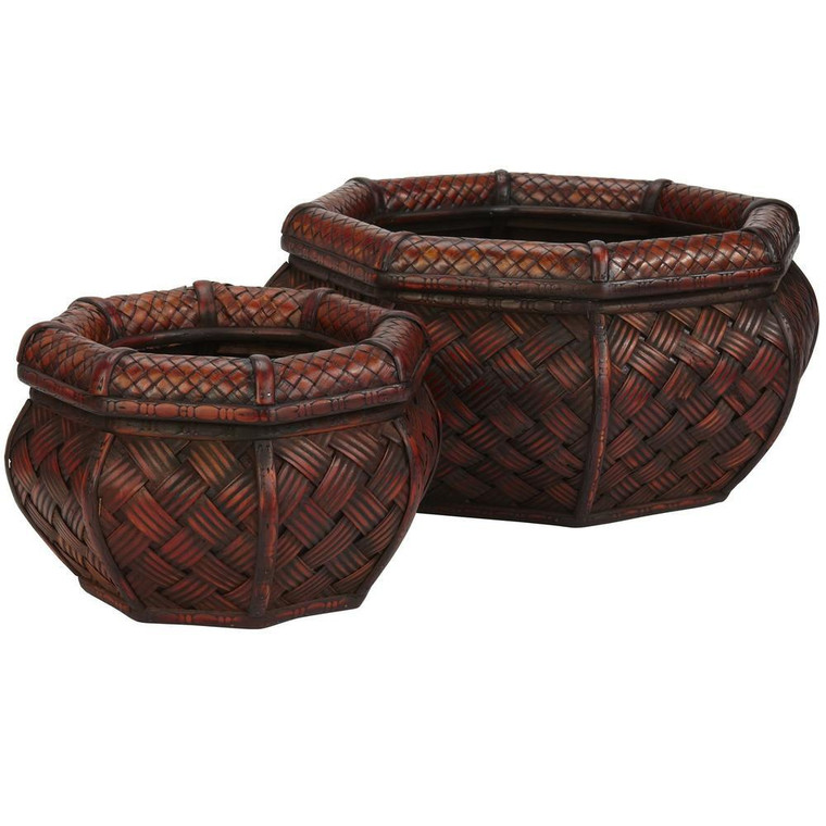 Nearly Natural Rounded Ocatagon Decorative Planters (Set Of 2) 522