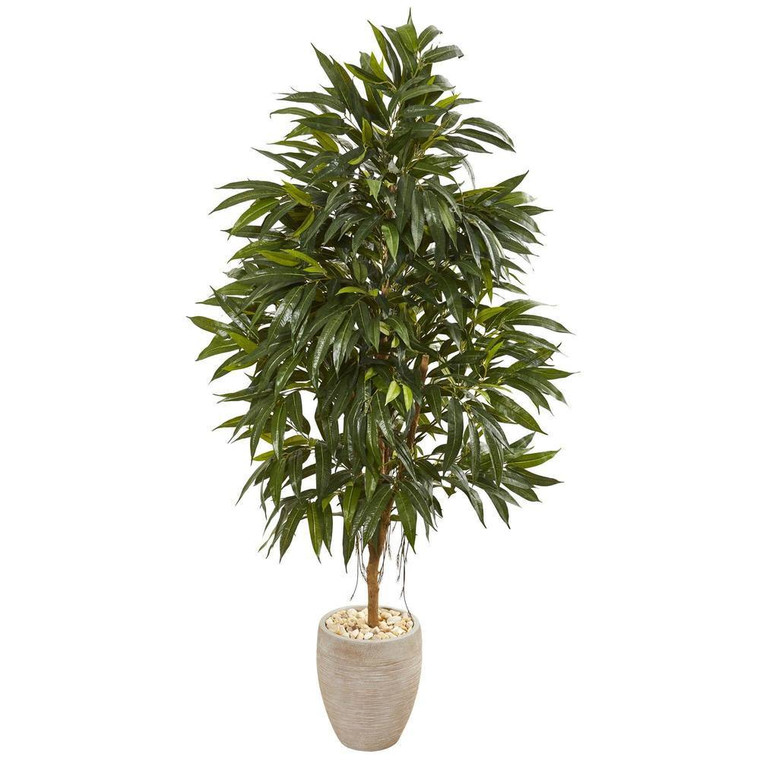 Nearly Natural 74" Royal Ficus Artificial Tree In Sand Colored Planter 9589