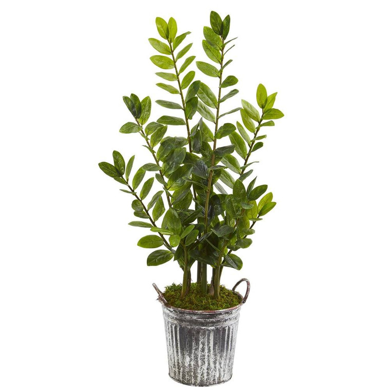 Nearly Natural 39" Zamioculcas Artificial Plant In Vintage Metal Bucket 9568