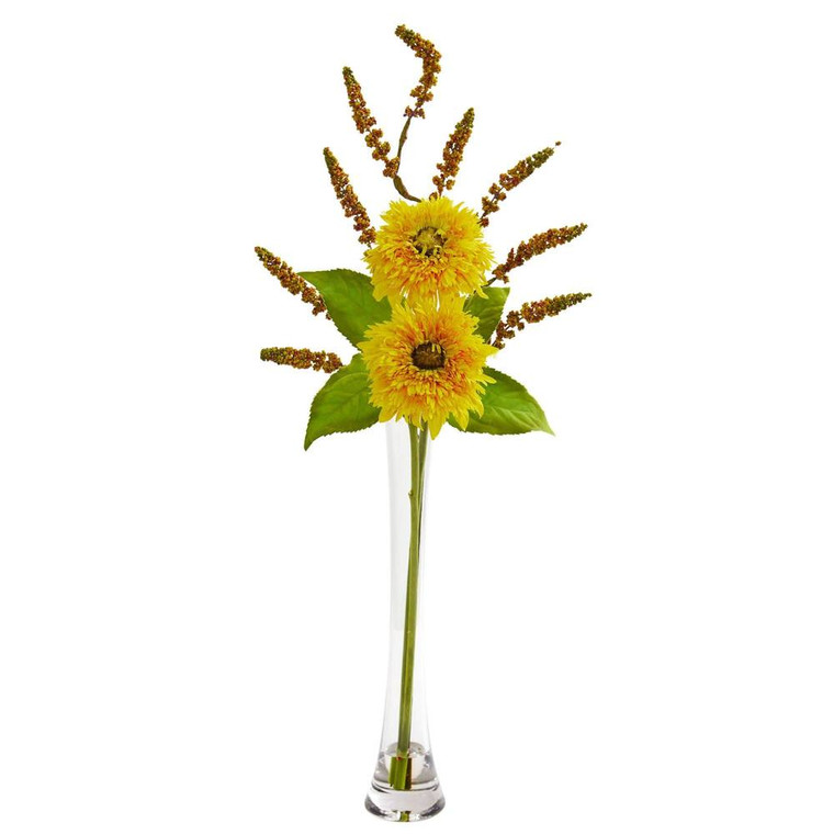 Nearly Natural Sunflower & Berry Artificial Arrangement 1744-YL