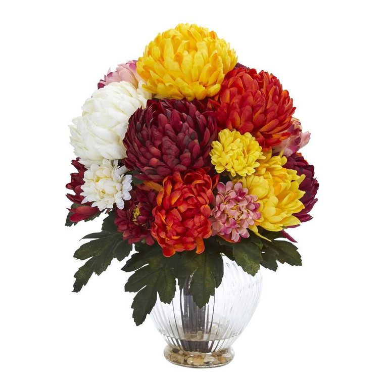 Nearly Natural Mum Artificial Arrangement In Vase 1597-AS