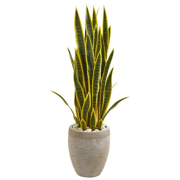 Nearly Natural 3.5' Sansevieria Artificial Plant In Sand Colored Planter 9183