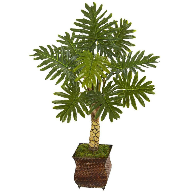 Nearly Natural 4.5' Monstera Artificial Tree In Metal Planter 5863