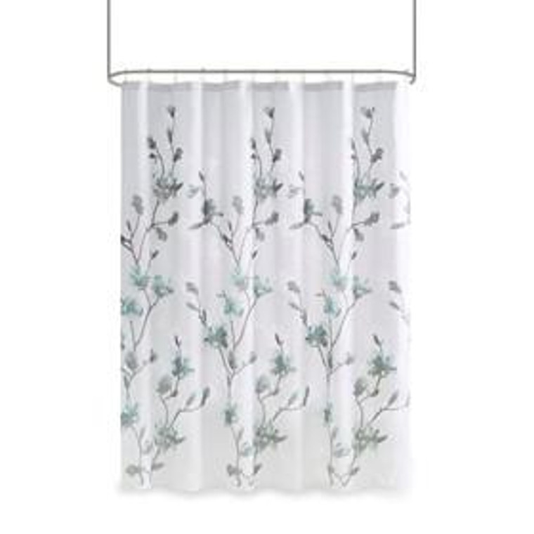 Madison Park Magnolia 65% Rayon 35% Polyester Printed Burnout Shower Curtain MP70-6421 By Olliix