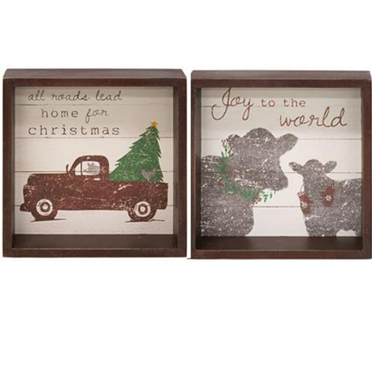 *Joy To The World Box Sign 2 Asstd. (Pack Of 2) G35194 By CWI Gifts