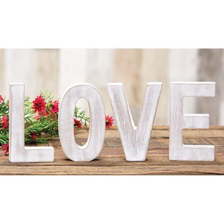 4/Set Love Rustic White Letters G35159 By CWI Gifts