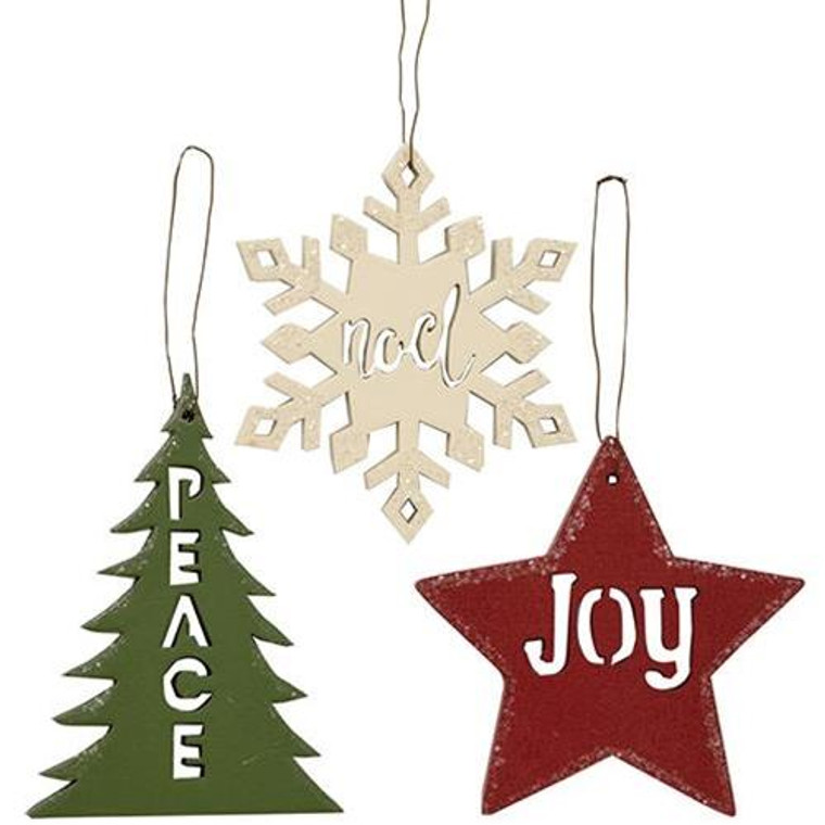 Peace Joy Noel Ornament 3 Asstd. (Pack Of 3) G35040 By CWI Gifts