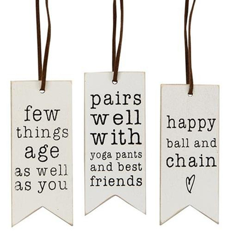 *3/Set Yoga Pants And Best Friends Wine Tags G34906 By CWI Gifts