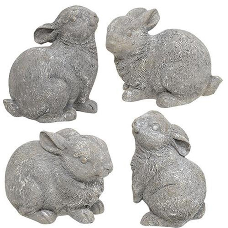 Gray Resin Bunny 4 Asstd. (Pack Of 4) G13143 By CWI Gifts