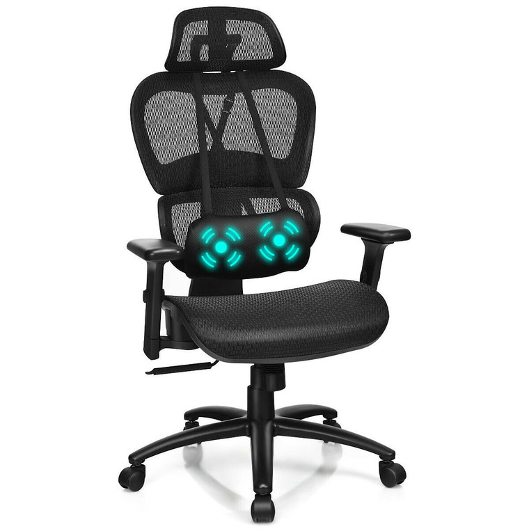 Mesh Office Chair Recliner Adjustable Headrest Massage HW63657