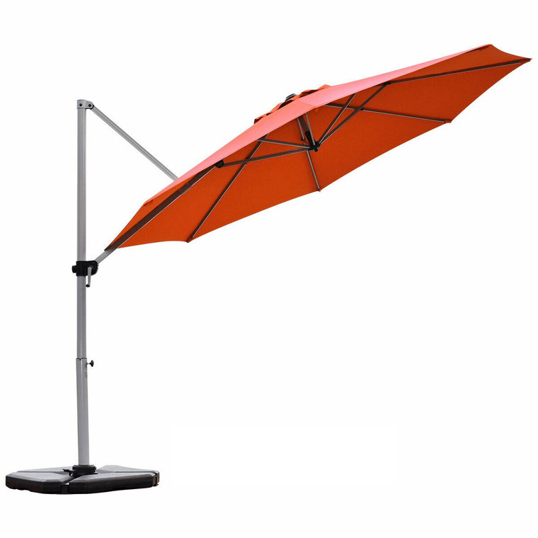 11' Patio Offset Cantilever Umbrella 360° Rotation Aluminum Tilt-Brick Red OP70234OR