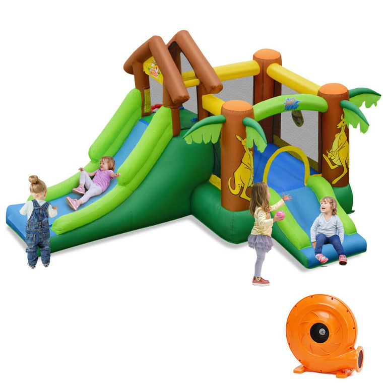 Kids Inflatable Jungle Bounce House Castle With Blower OP70152