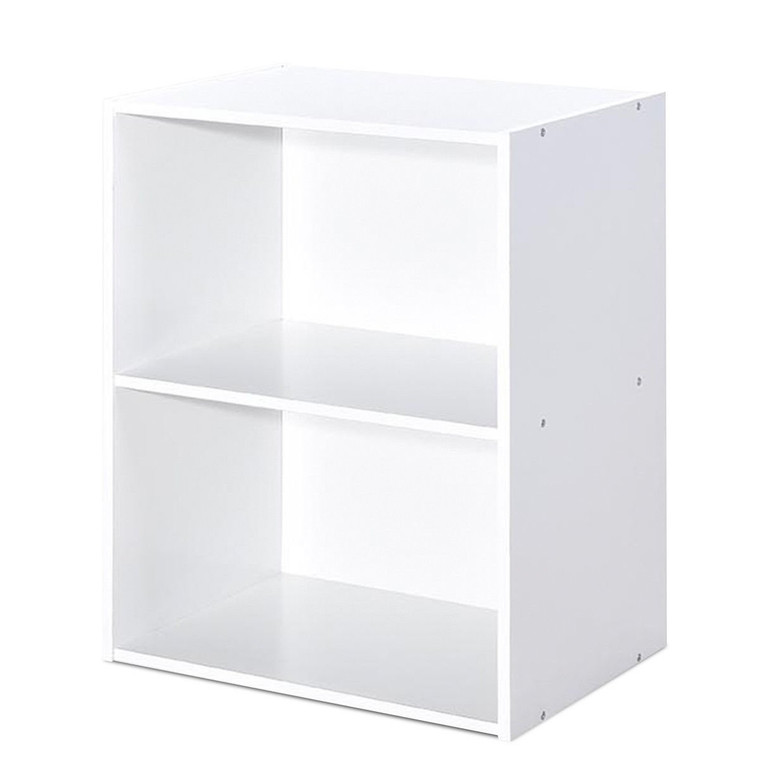 2 Tier Open Night Stand End Table Sofa Side Storage Furniture-White HW63402WH