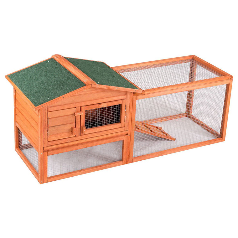 Two-Story Wooden Rabbit Hutch Pet House With Tray PS6835