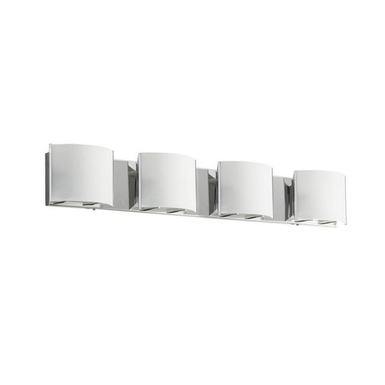 Dainolite 4 Light Vanity With Frosted White Glass, Polished Chrome Finish V62-4W-PC