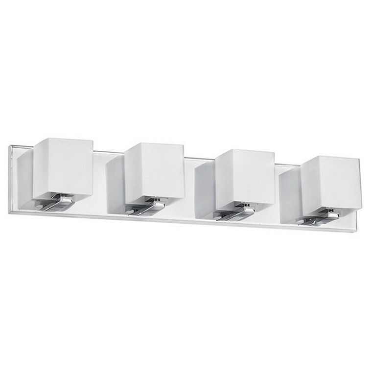 Dainolite 4 Light Vanity, Polished Chrome, Frosted White Glass V1230-4W-PC