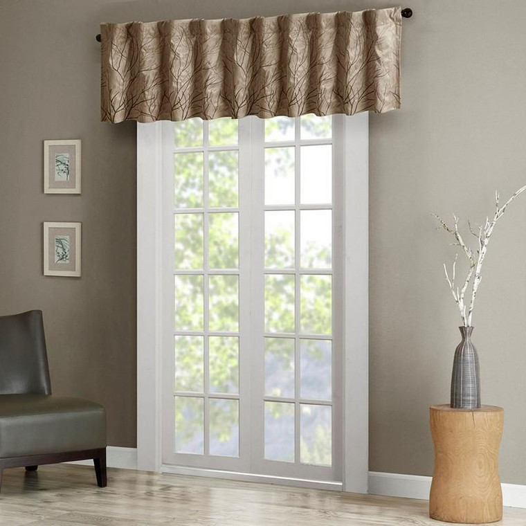 Madison Park Faux Silk Embroidered Window Valance -50X18" MP41-4574 By Olliix