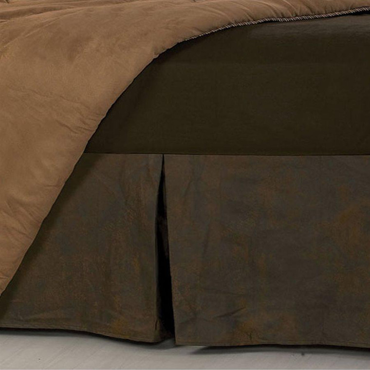 BS1001 Faux Leather Bed Skirt - Brown by HiEnd Accents