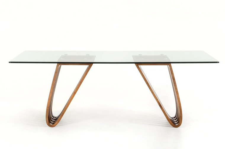 Modrest Draper Contemporary Walnut & Glass Dining Table VGCSDT-1498-GLS By VIG Furniture