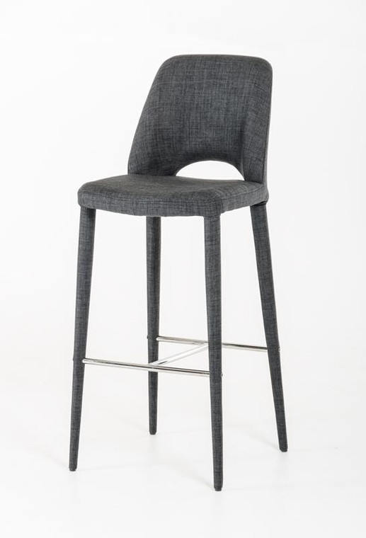 Modrest Williamette Dark Gray Fabric Bar Stool - VGEUMC-8980CH-B-GRY By VIG Furniture