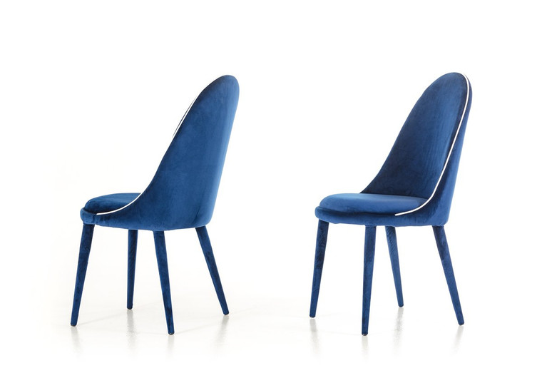 Klamath - Modern Blue & White Fabric Dining Chair (Set Of 2)