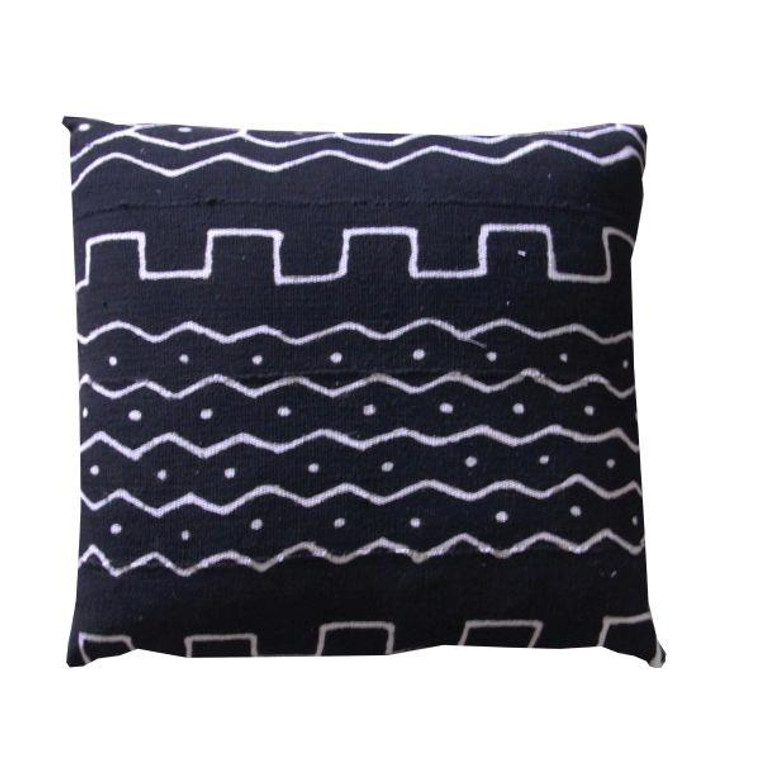 Black Mudcloth Pillow - Wall & River P048B By Legend Of Asia