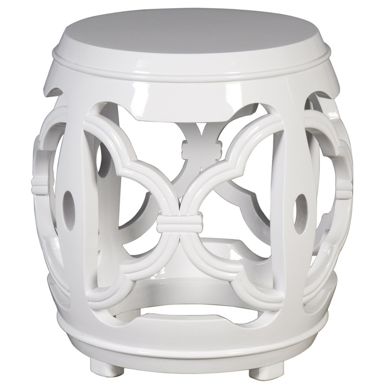 White Carved Fretwork Stool 2030-W By Legend Of Asia